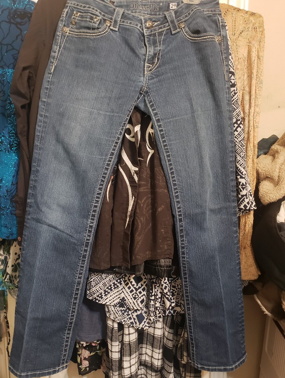 MISS ME Embellished Dark Blue Women’s Jeans Size 29/31 - Picture 5 of 6